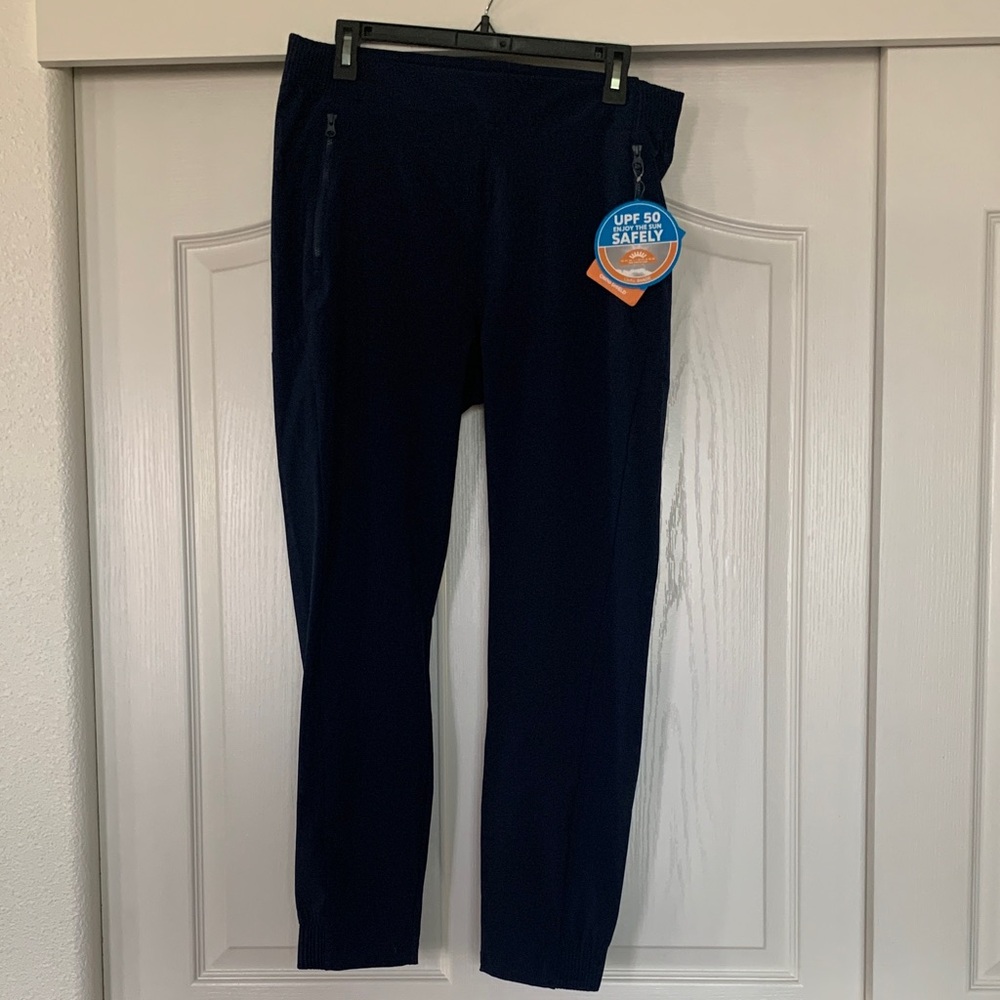 NWT Columbia Womens PFG Navy Blue Joggers with UPF 50+